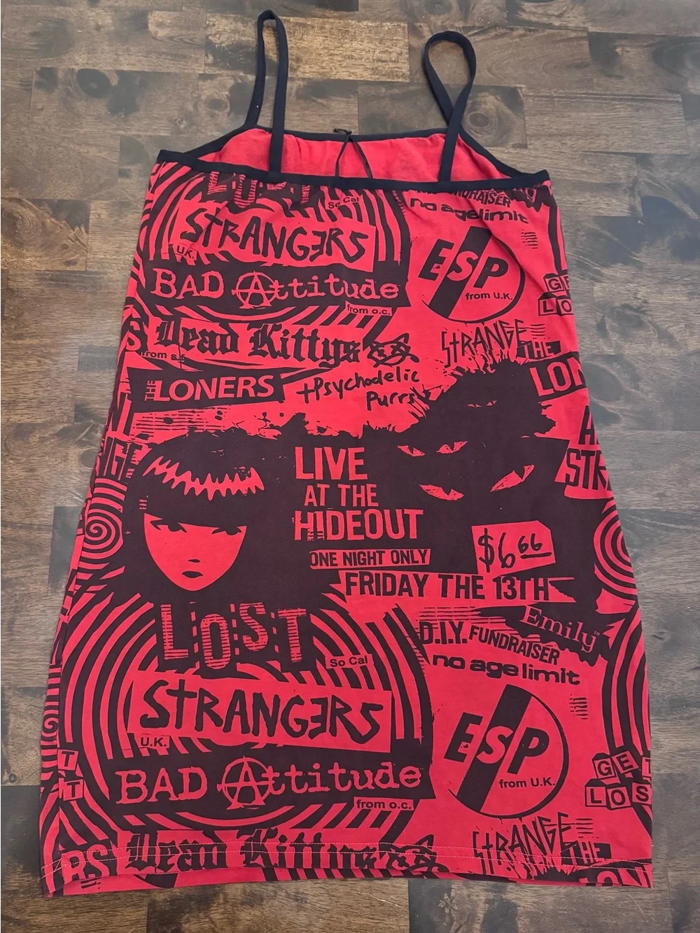 Dolls Kill x Emily the Strange Red Black Mini Dress L NWOT Goth Punk